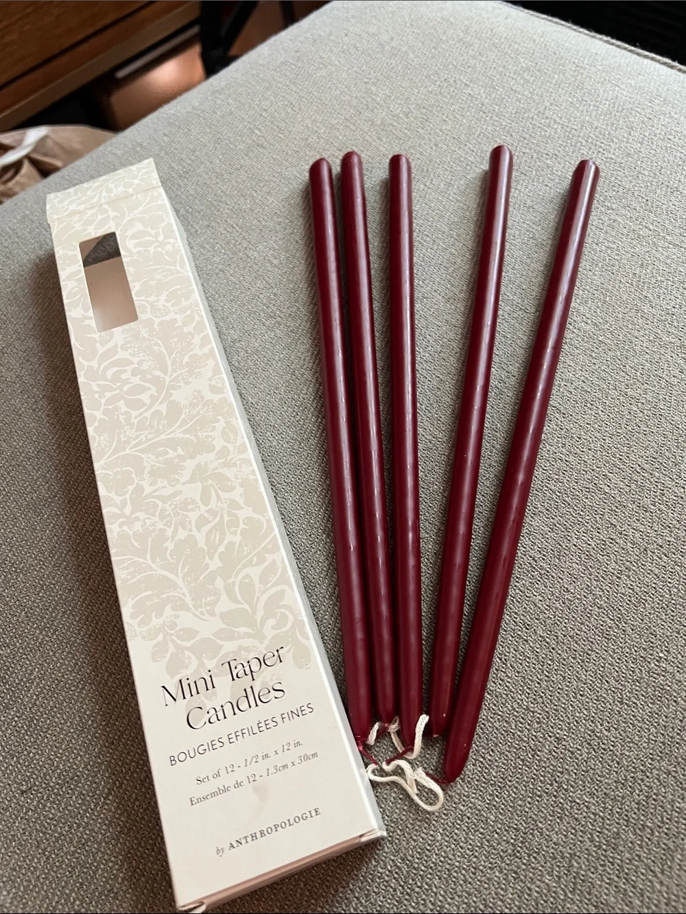 Anthropologie Burgundy Mini Taper Candles - Deep Wine Set 5 of 12